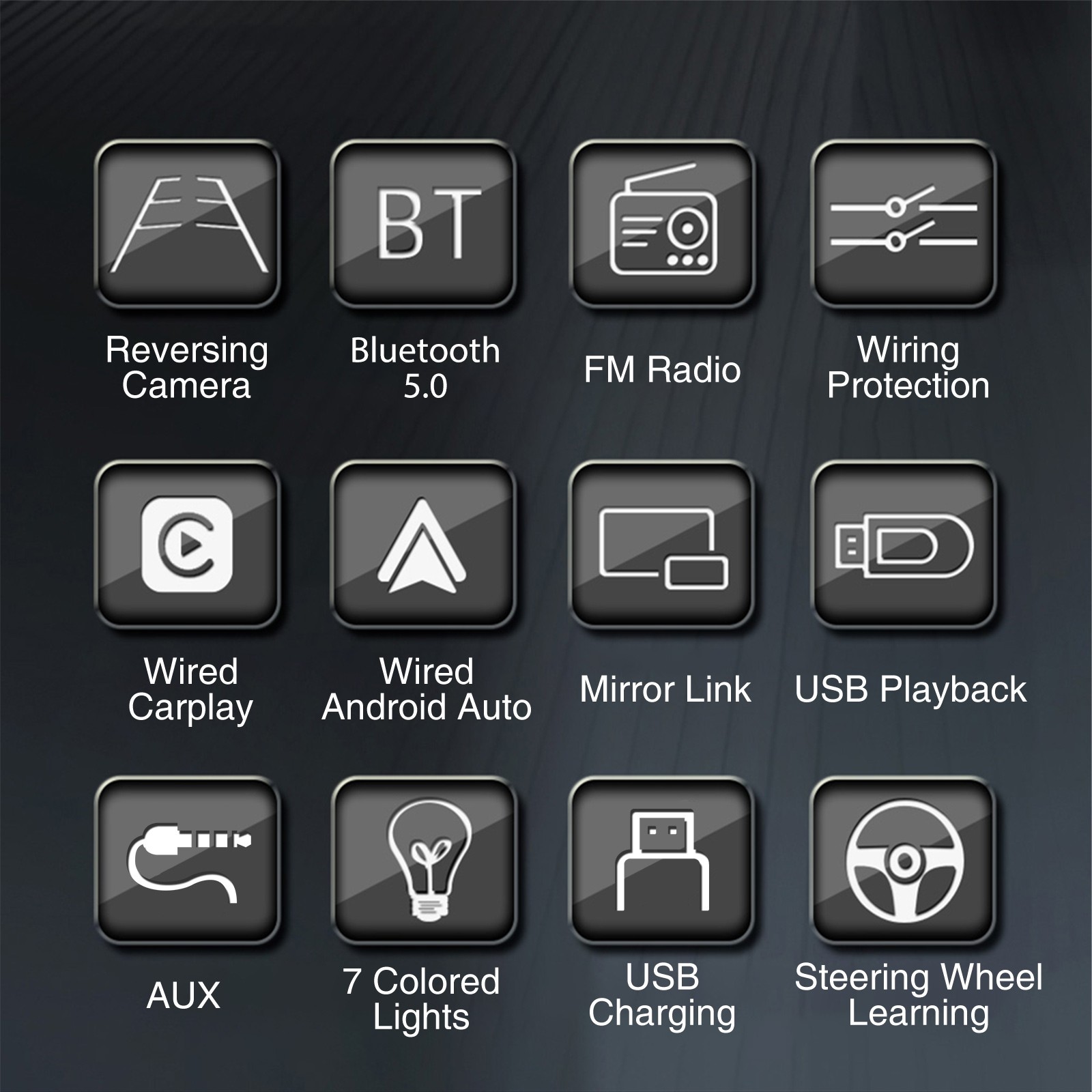 Single 1 Din Car Stereo Apple CarPlay 7" Touchscreen Bluetooth Radio SWC USB FM