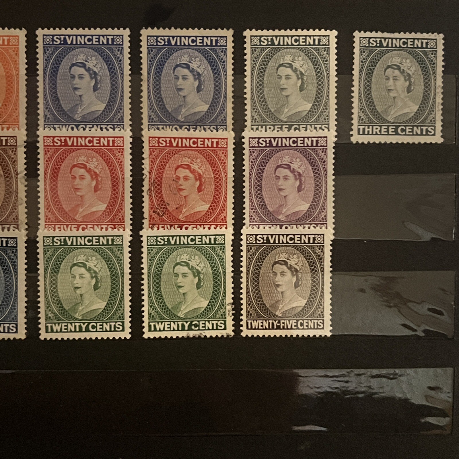 ST. VINCENT M&U STAMPS IN STOCK PAGE QUEEN ELIZABETH KING GEORGE 6 CORONATION