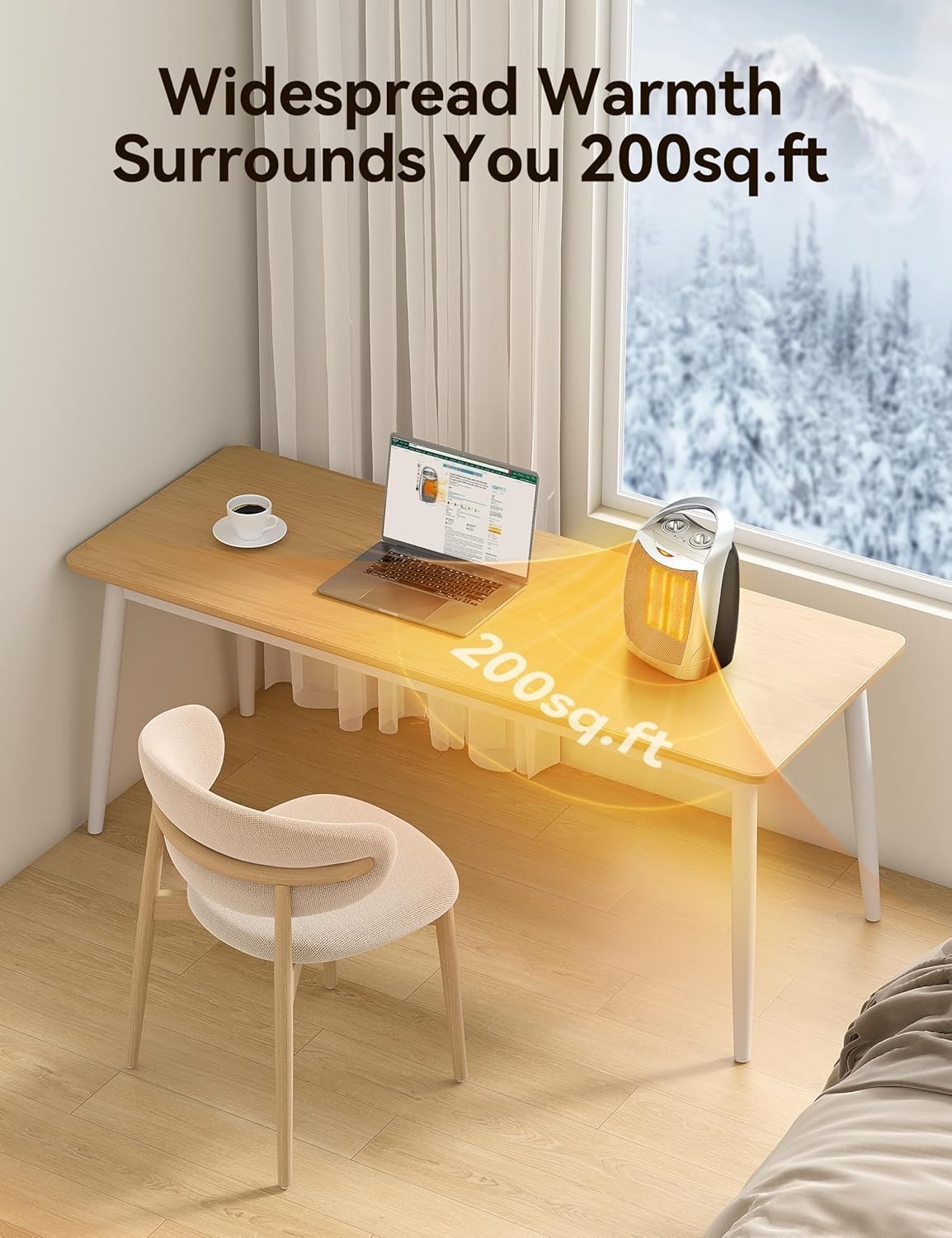 Portable Electric Space Heater with Thermostat, 1500W/750W Safe and Quiet Cerami