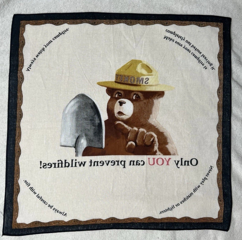 Smokey The Bear Vintage Bandana Scarf Handkerchief Prevent Forrest Wildfires