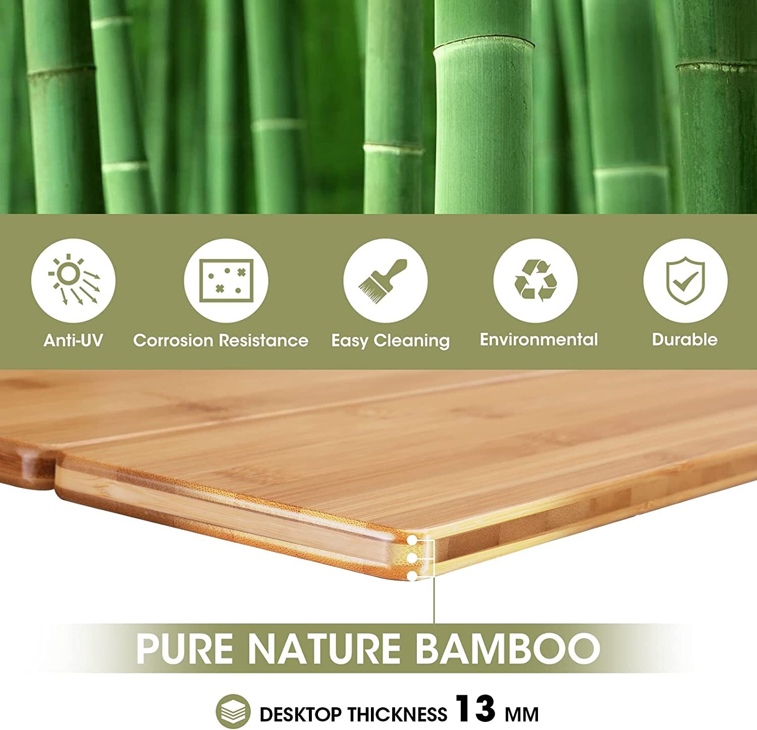 Portable Heavy Duty Adjustable Height Bamboo Folding Table Camping Table 176 lbs