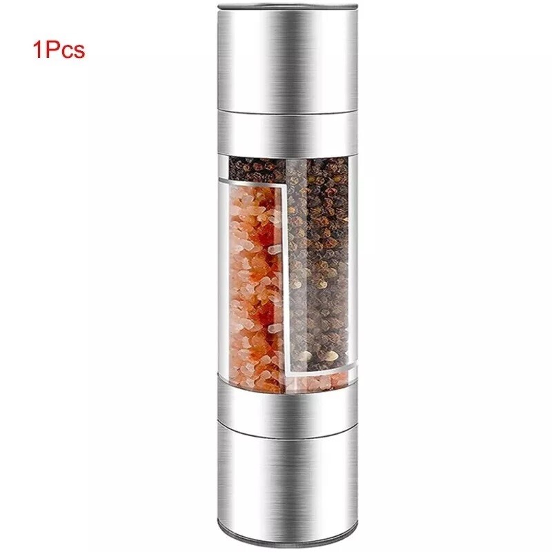 1 pcs Double-head Grinder Pepper Sea Salt Grinder Manual Quick Milling Bottle