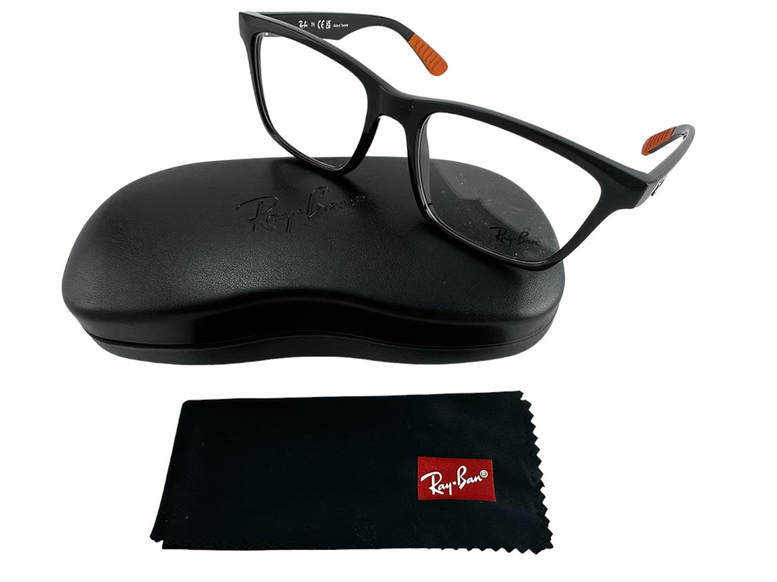 Ray Ban NEW Black Square Fashion Frames 55-17-145 Eyeglasses RX7025 Demo Lens