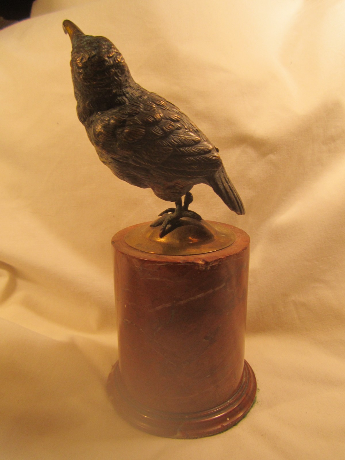 Antique Austrian cold painted bronze Kingfisher bird on marble base