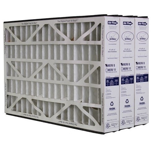 Trion Air Bear 255649-101 (3 Pack) Pleated Furnace Air Filter 16"x25"x3" MERV 8