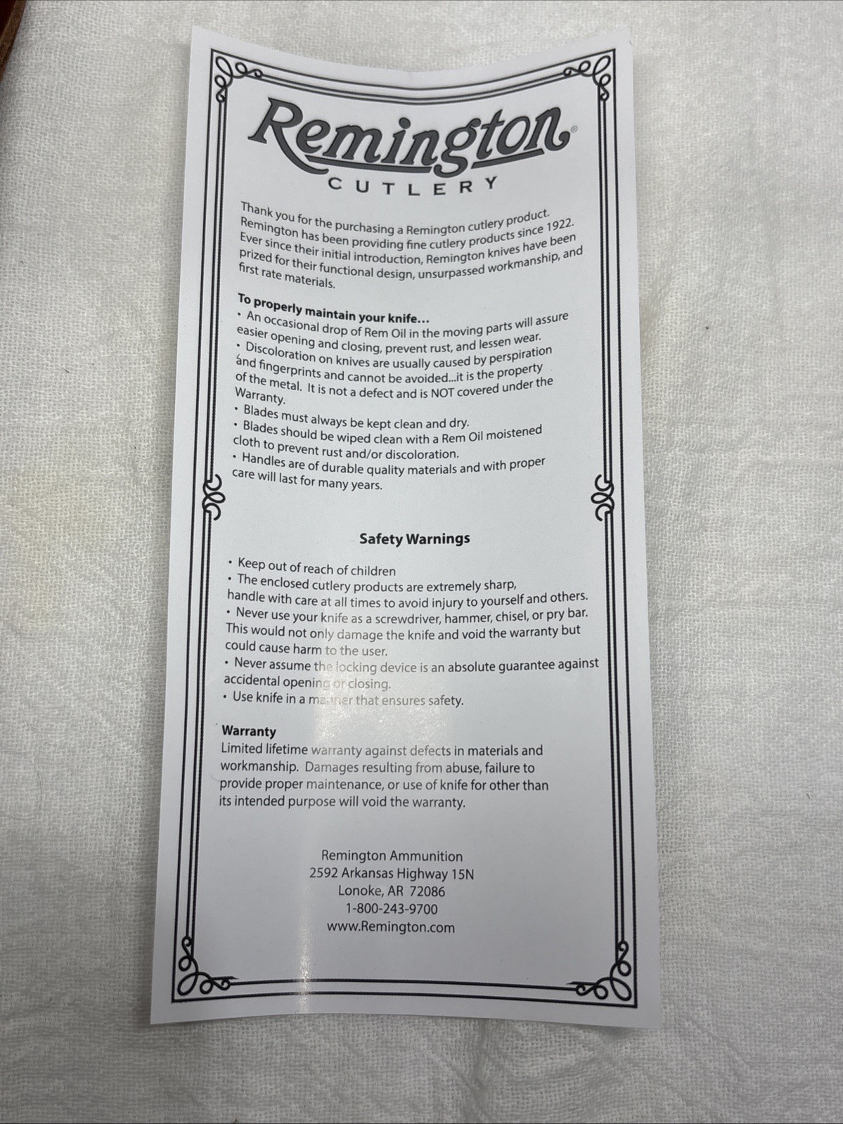 Remington Hunting Knife Fixed Blade Stacked Leather Handle Leather Sheath R15722