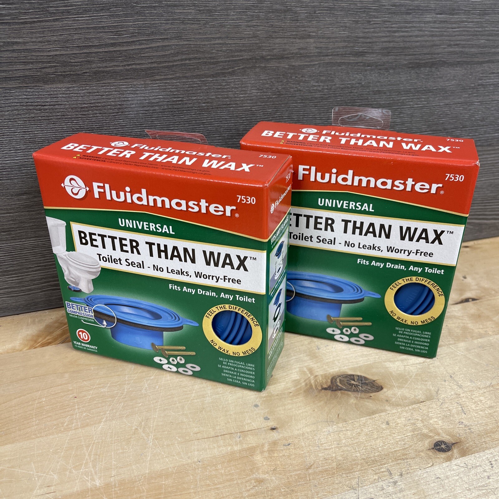 2 Pack Fluidmaster Better Than Wax Toilet Bowl Gasket Universal Seal 7530 New