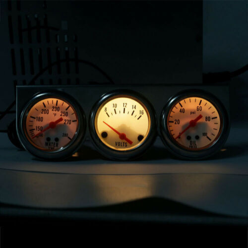 3-in-1 2" 52mm Chrome Car Triple Gauge Set Water Temp Oil Pressure Volt Meter