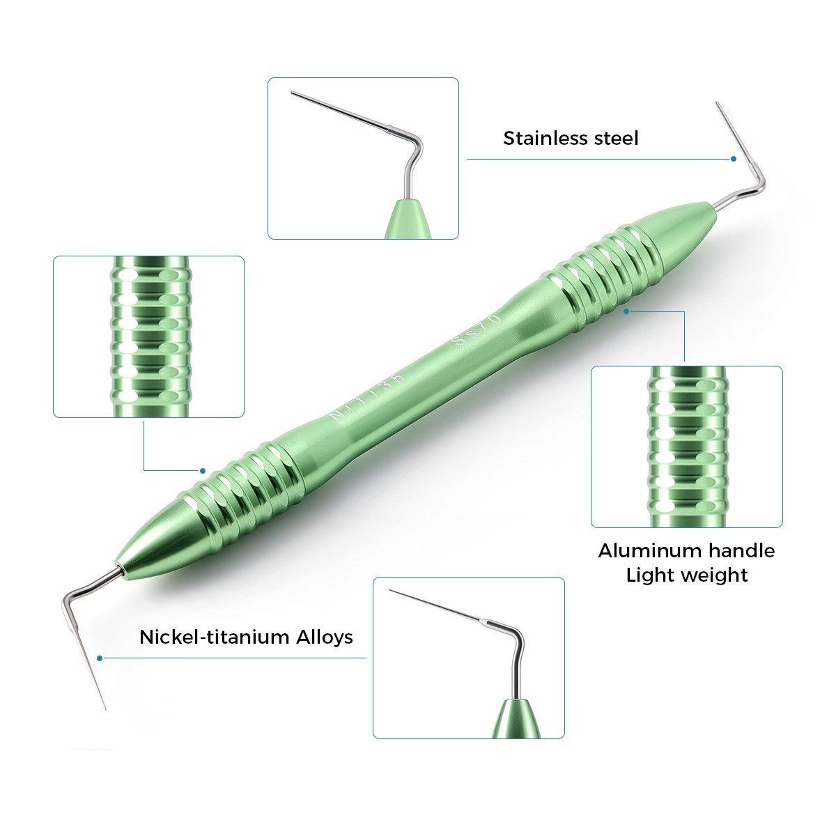 Dental Endo Use Condenser/Warm Gutta Percha Tips NITI Stainless Hand Plugger Set