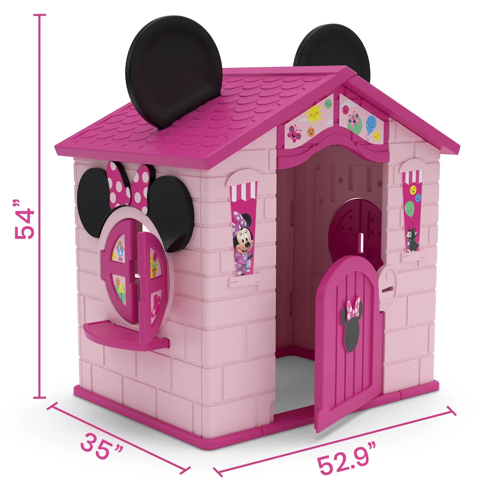Disney Minnie Mouse Plastic Indoor Outdoor Playhouse with Easy Assembly Pink