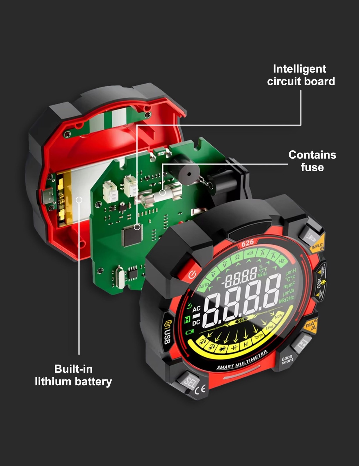 FROGBRO Portable Digital Multimeter Tester 6000 Counts VA Display Auto-Rangin...