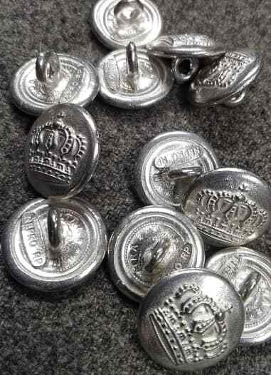 WWI German Overcoat Button 1915 in silver, unpainted 19MM buttons by the each