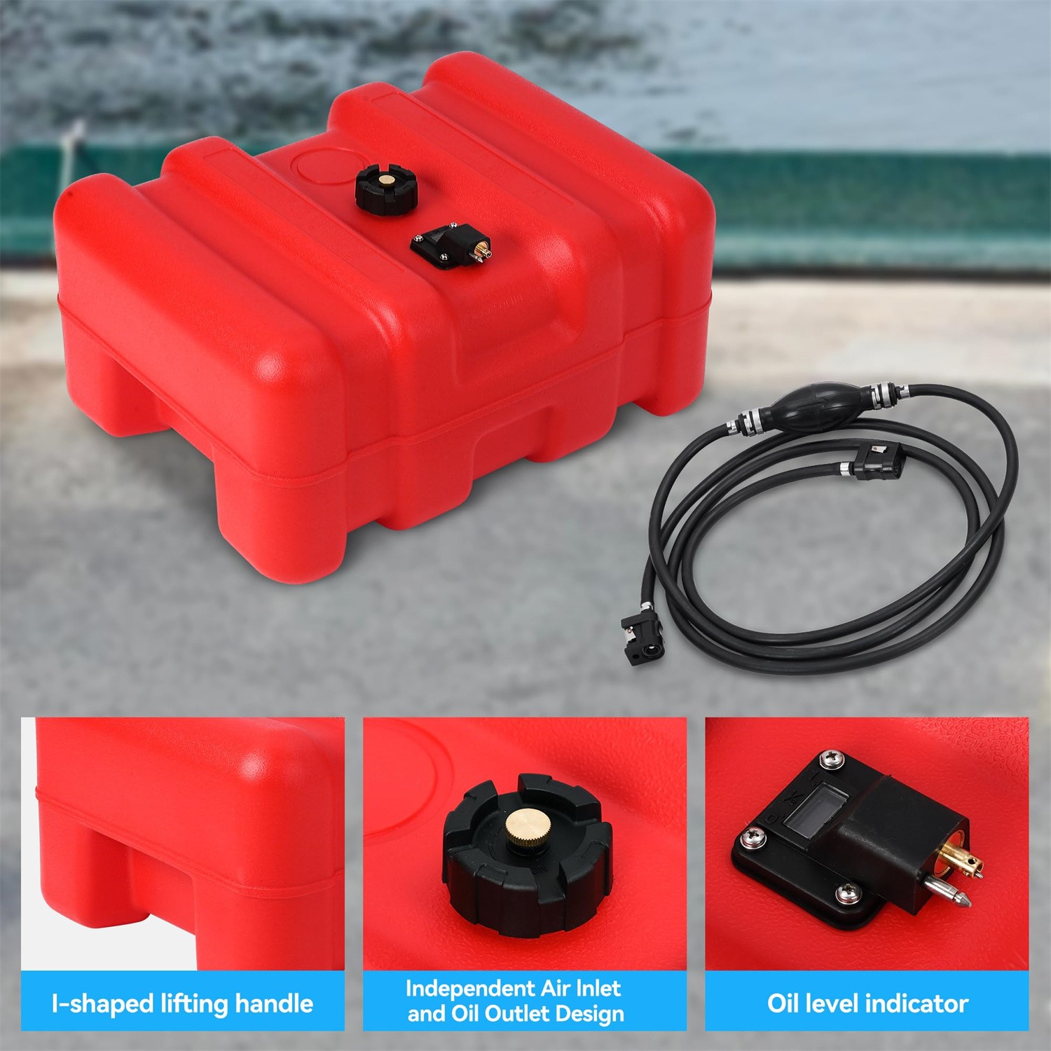 15 Gallon Portable Marine Fuel Tank 55L Outboard Boat Motor Gas Tank w/pump,NEW