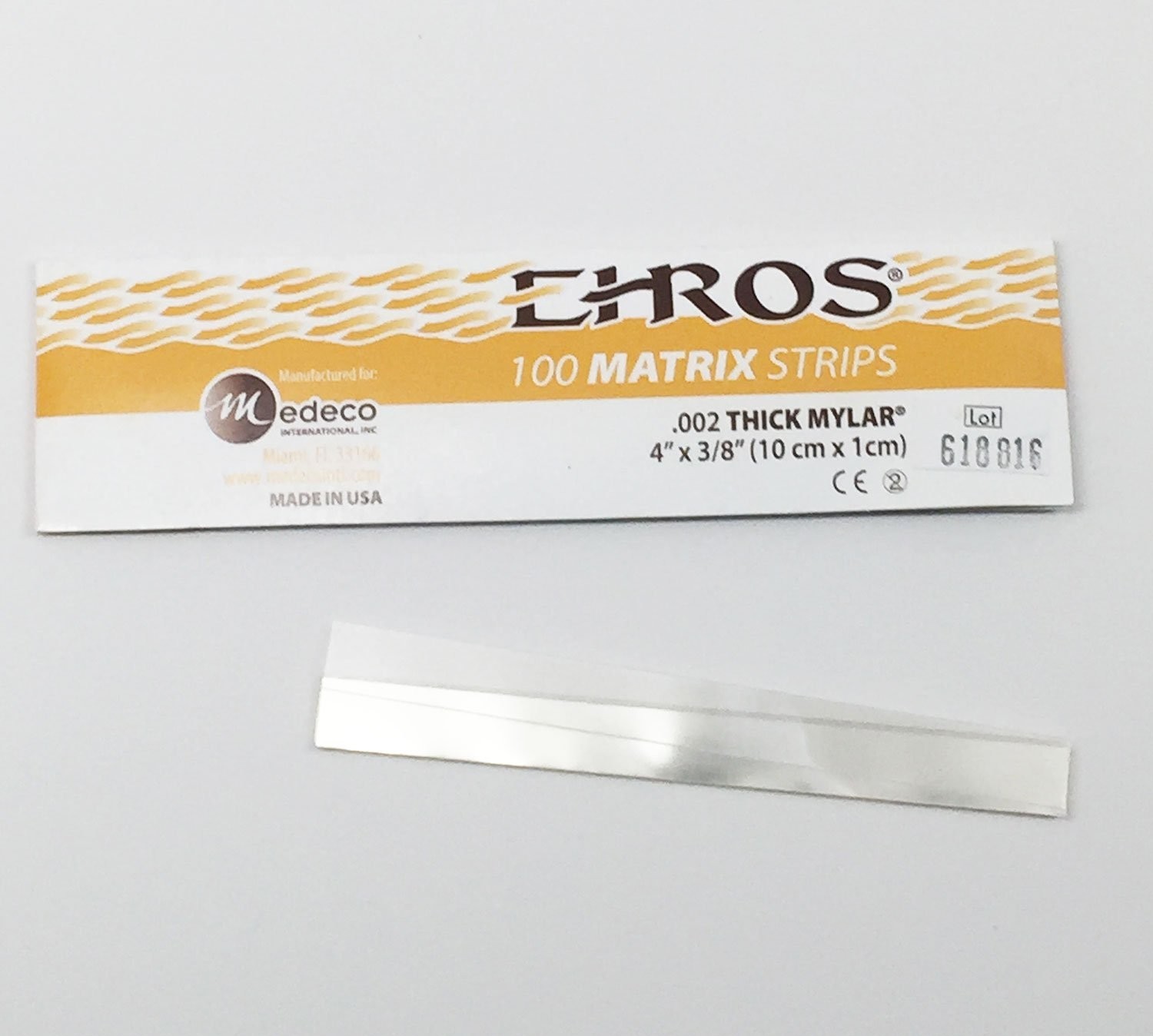Dental Mylar Matrix Celluloid Clear Strips 4  x 0.40"  x .002"   100 Pack