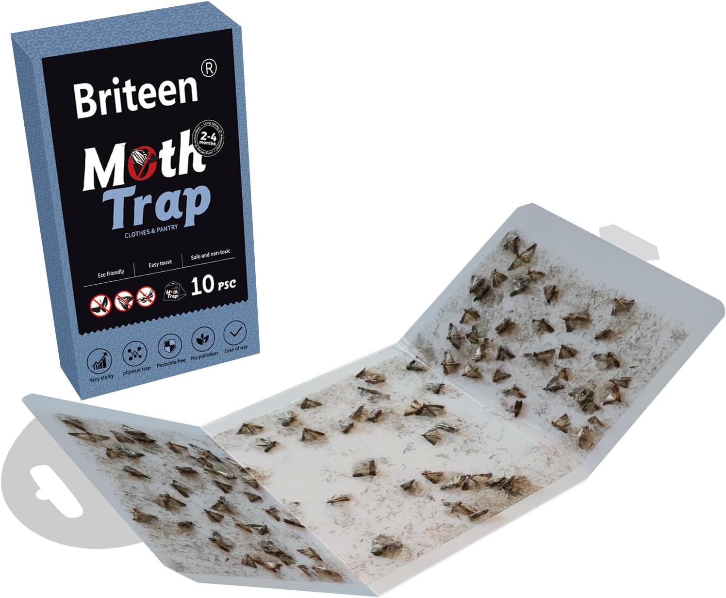 10 Pack Pantry Moth Traps Safe and Effective for Food and Clothing- Glue Traps w