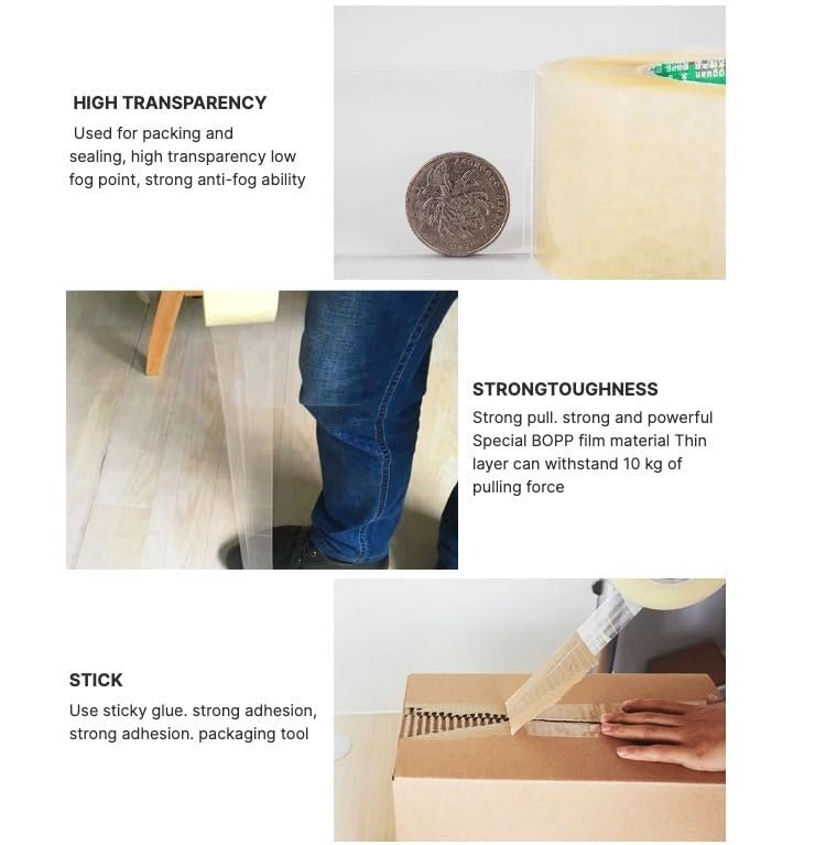 6 Rolls Shipping Packaging Box Packing Sealing Tape 2 mil 2" x 110 Yard 330FT