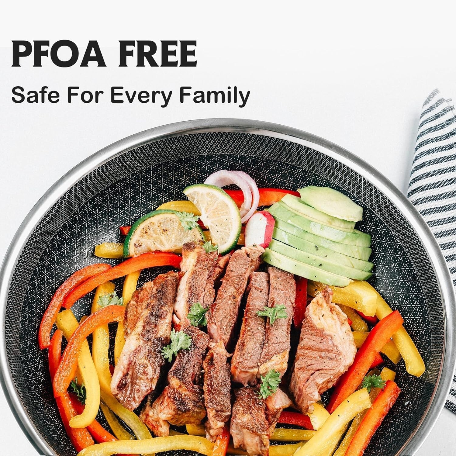 Hybrid Pans Set Nonstick 3 Piece Frying Stainless Steel Skillet Set, 8",10"&12"