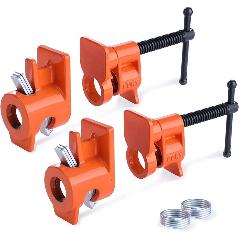 PONY 2-Pack 1/2 Inch Pipe Clamp 52 Wood Gluing Pipe Clamp Fixture for Black Pipe