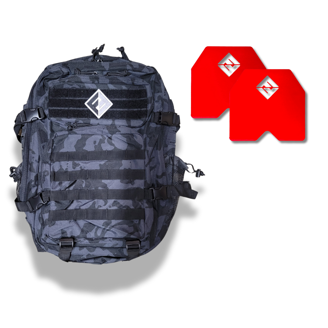 F&F STEEL Tactical Fitness Backpack with Weight Plates for Rucking and Training