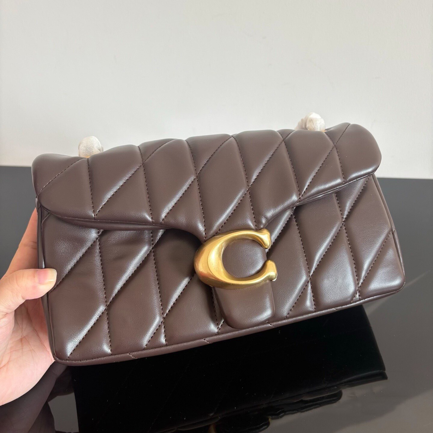 COACH Tabby 26 Quilted Shoulder Bag Leather Maple CP150