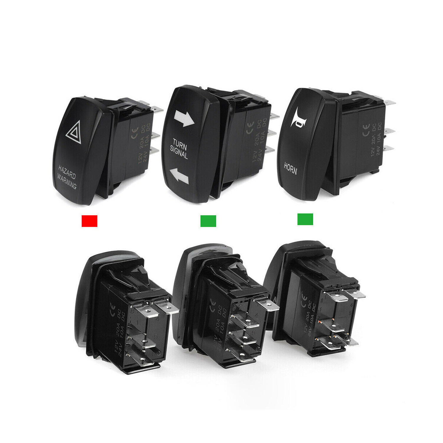 For ATV UTV SXS Street Legal Kit Rocker Switch Turn Signal Light Horn Rela