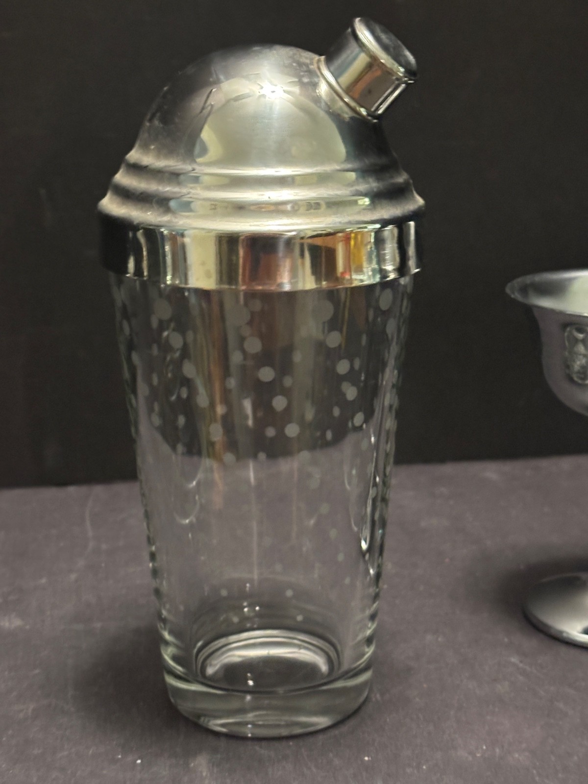 Retro CHROME MARTINI Set 4 Glasses Libbey COCKTAIL Shaker Stand/Carrier MCM Vint