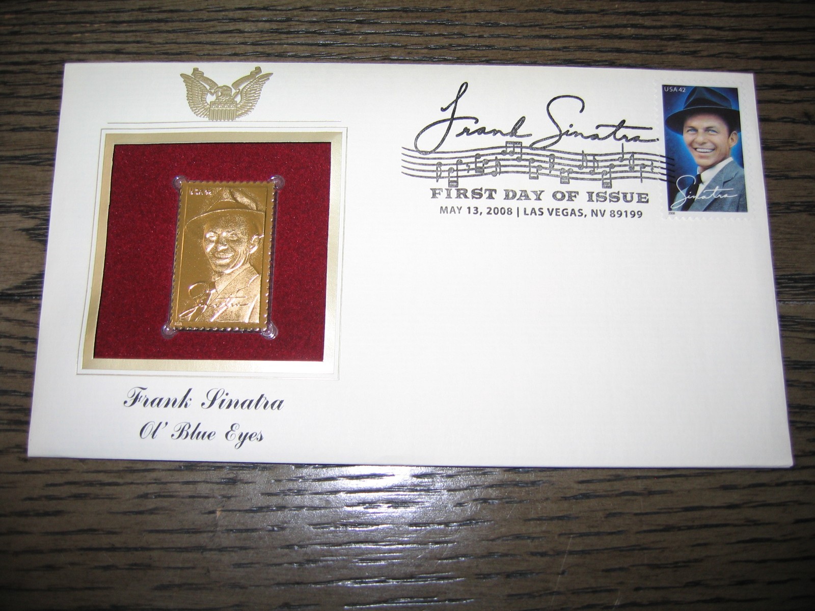 2008 Frank Sinatra Ol Blue Eyes Golden Cover Stamp Replica