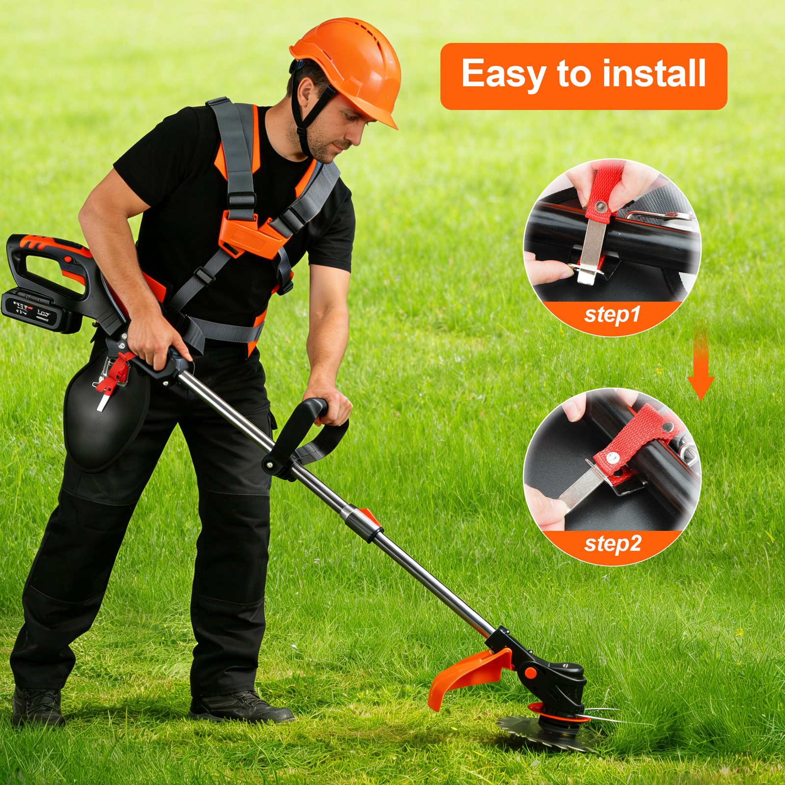 Heavy Duty Weed Eater Adjustable Shoulder Harness Strap for Trimmer Brush Cutter