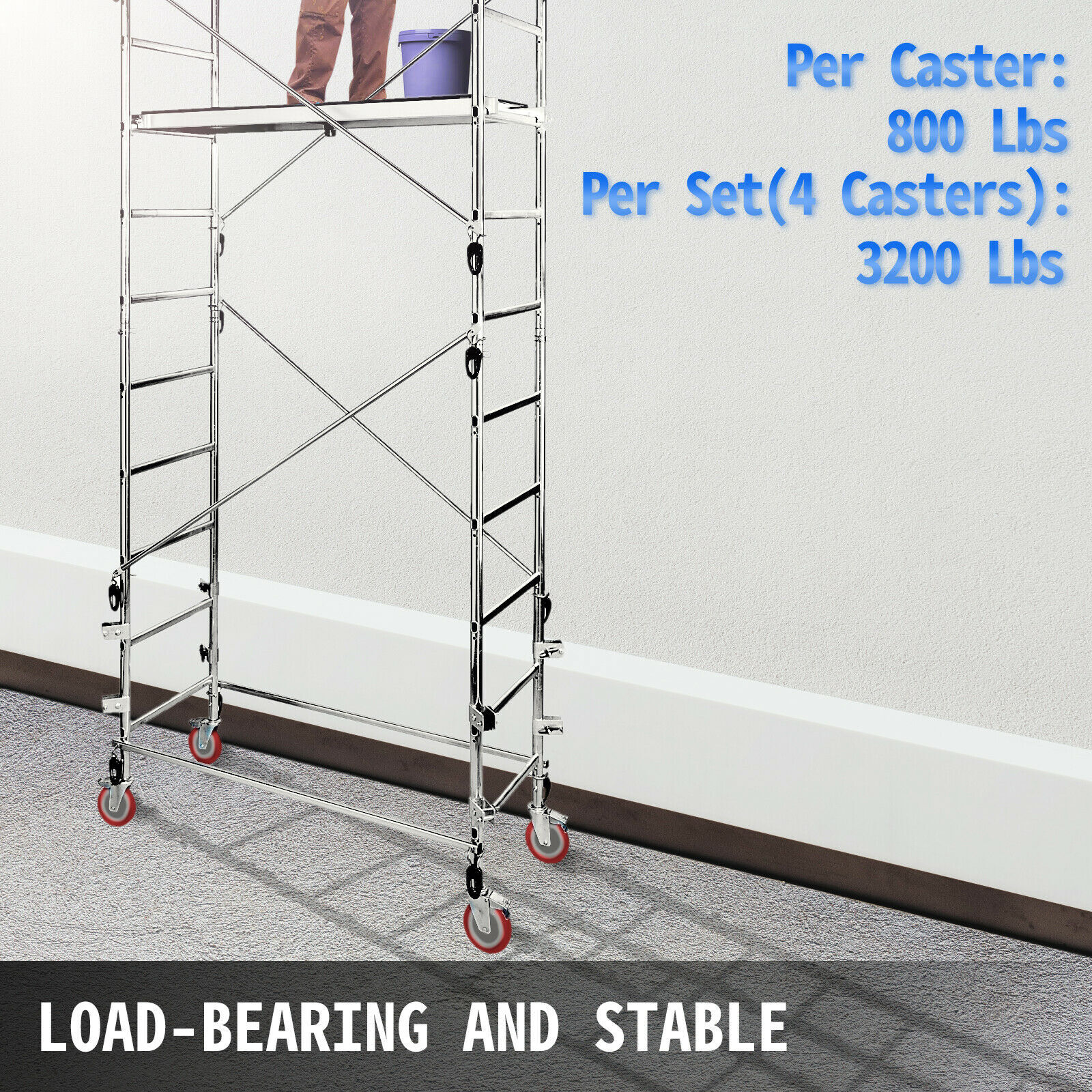 Scaffold Scaffolding Casters 8" x 2" Set of 4 Locking Polyurethane Wheel Swivel