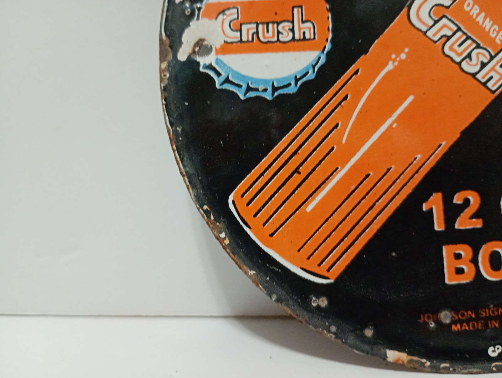Vintage Orange Crush King Size Soda Porcelain Enamel Sign 6" Inches
