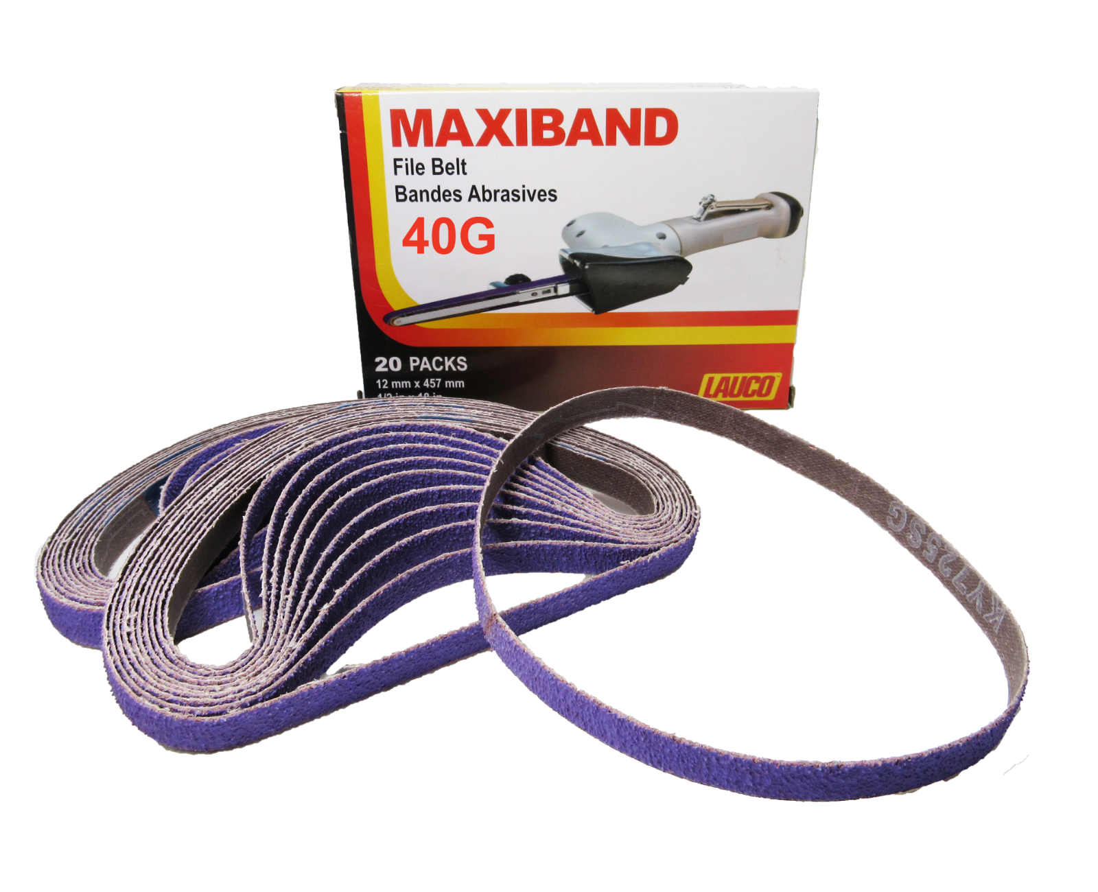 Purple File Sanding Belt Abrasive 1/2 in x 18 IN- Pack of 20 - GRIT 40