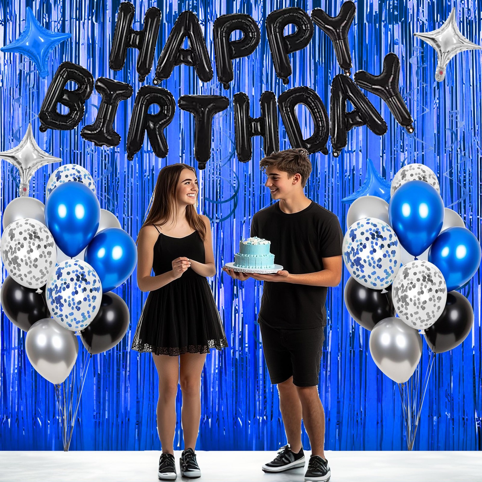 67 Globos Azul Marino y Plateado 12 Pulgadas Para Cumpleaños Fiesta Niños Hombre