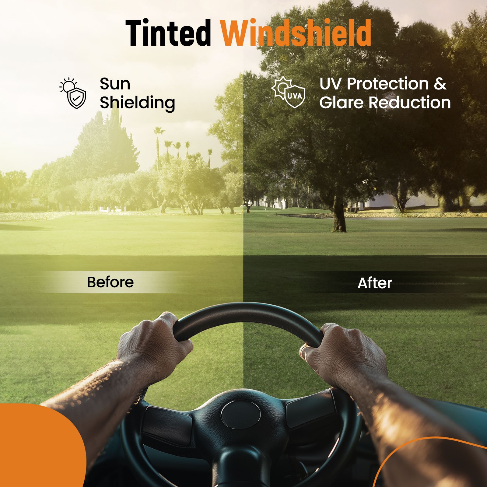 Tinted Folding Windshield Golf Cart Windscreen For Yamaha G22 2003-2006