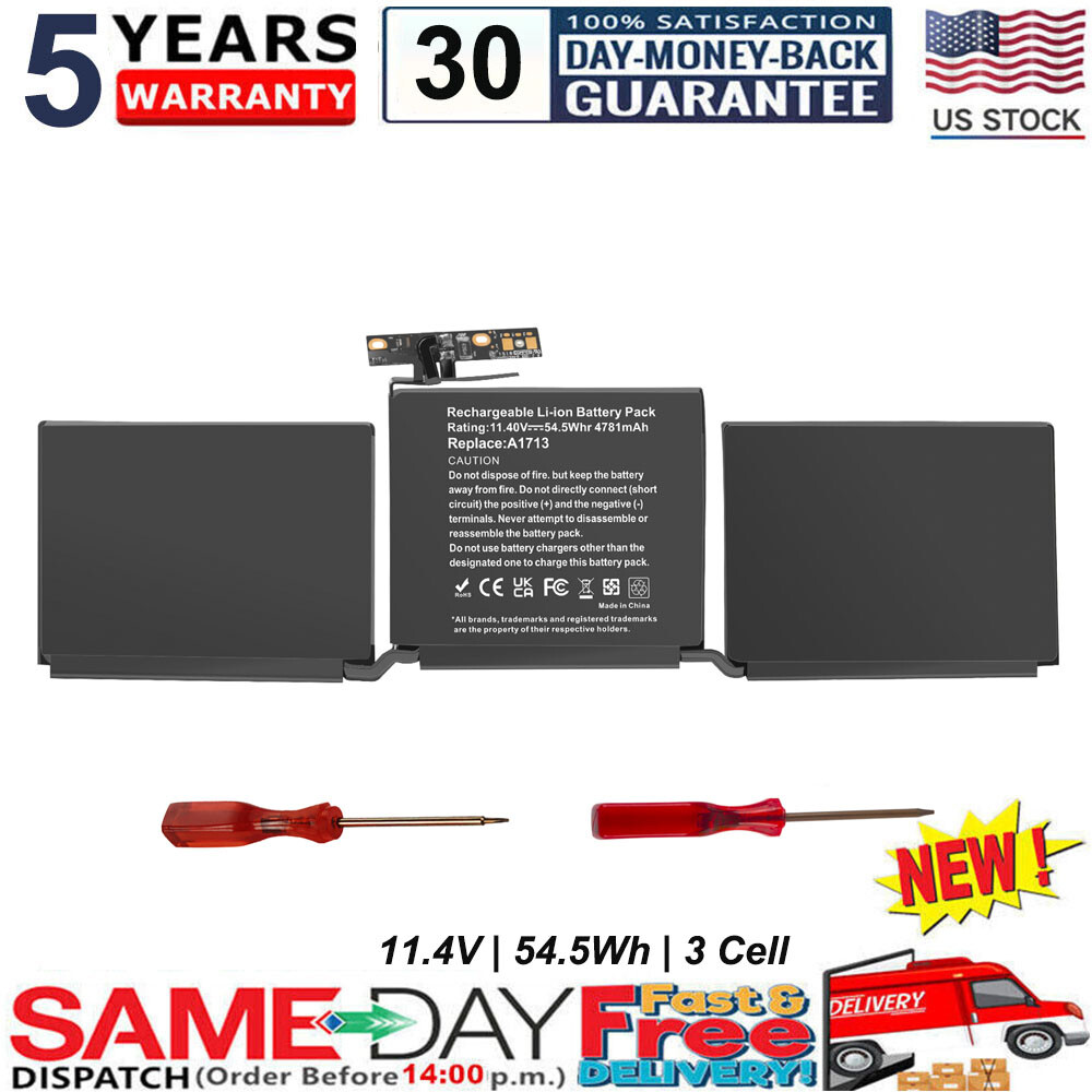 ✅A1708 A1713 Battery/Charger for Apple MacBook Pro 13’’ Late 2016/ 2017 EMC 3164