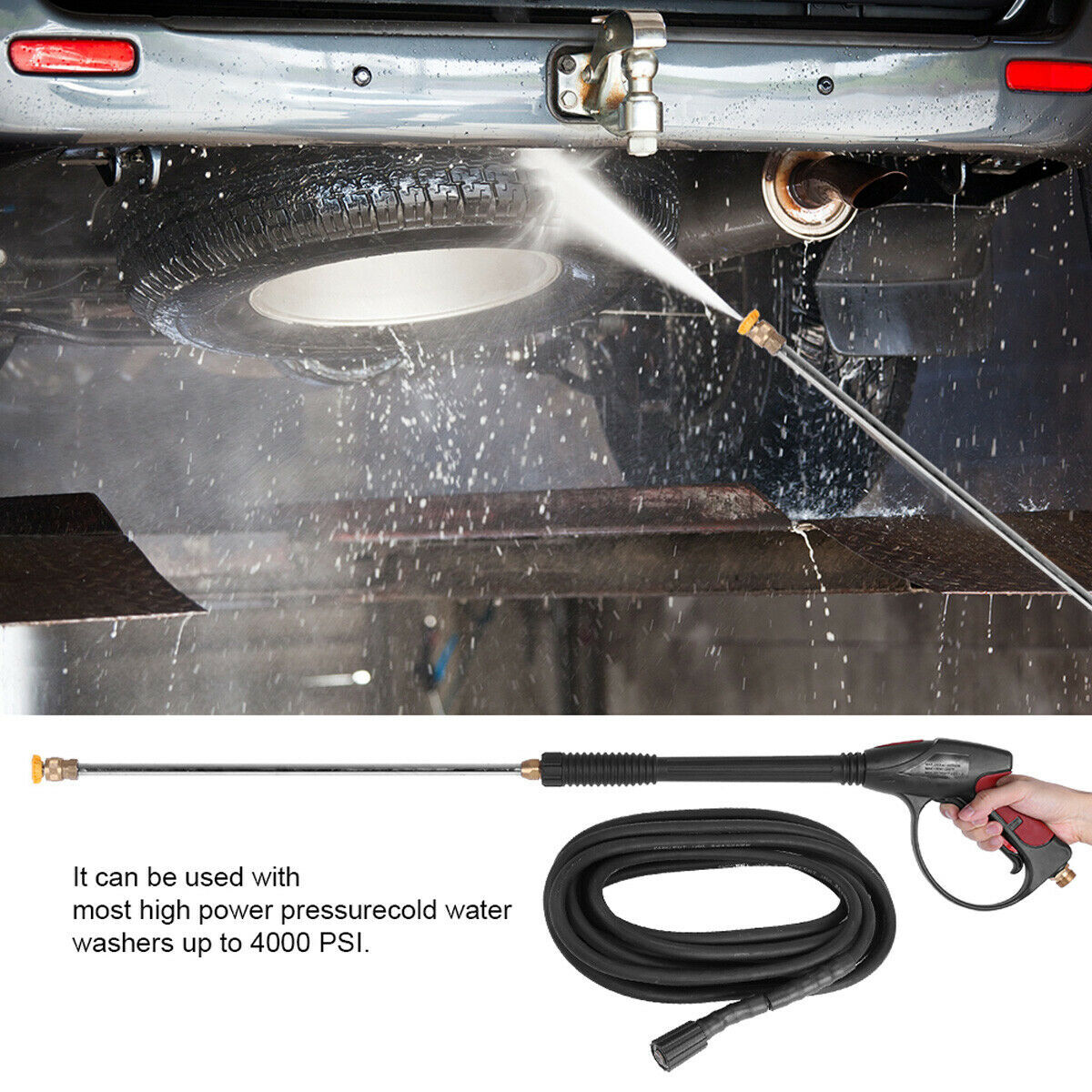 1/4" Pressure Washer Gun + Extension Wand Lance +5 Nozzle Tips /30/50FT Hose M22