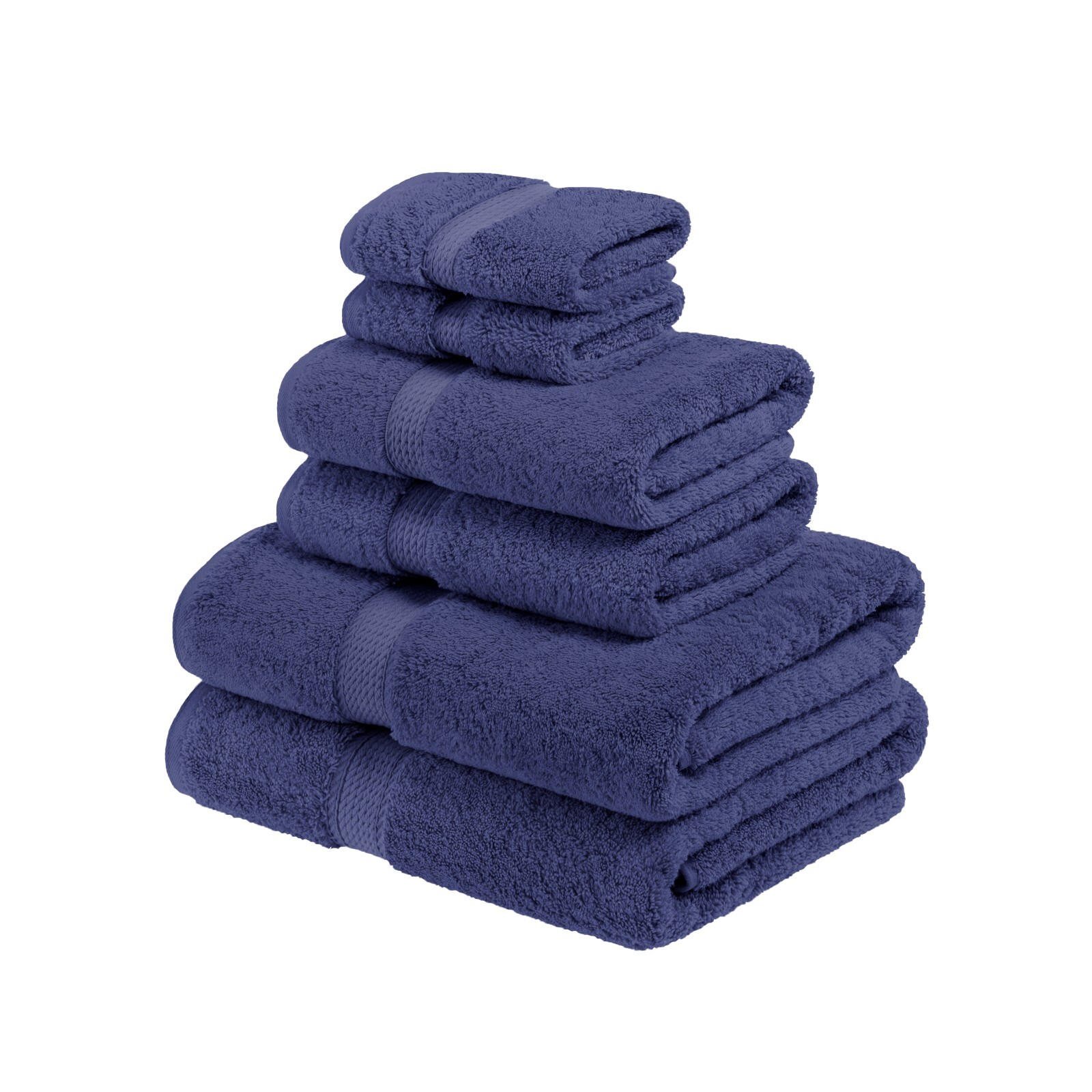 6 Piece Solid Egyptian Cotton Pile Modern Soft Absorbent Quick Drying Towel Set