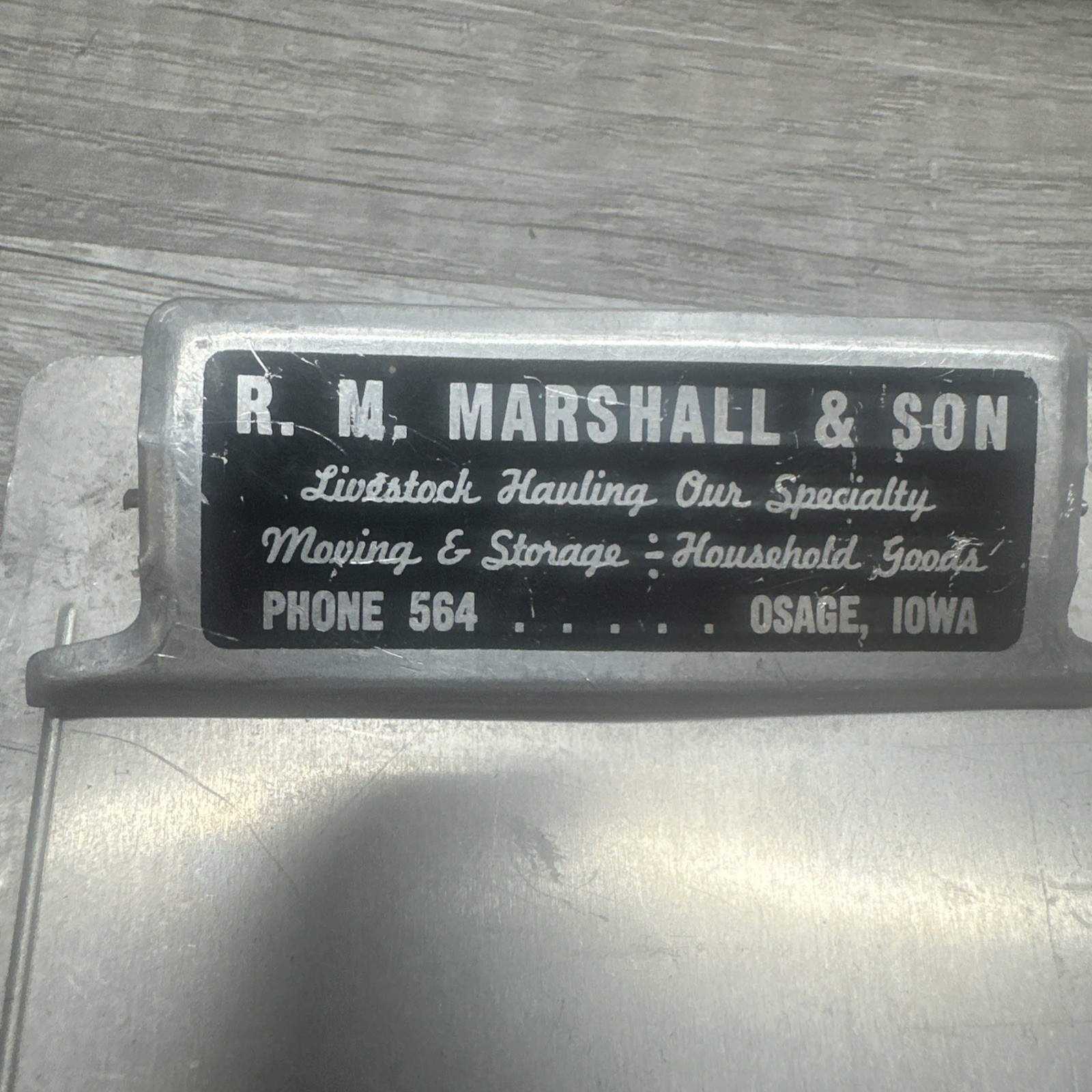 Vintage R. M. MARSHALL & SON Metal Clipboard Osage Iowa