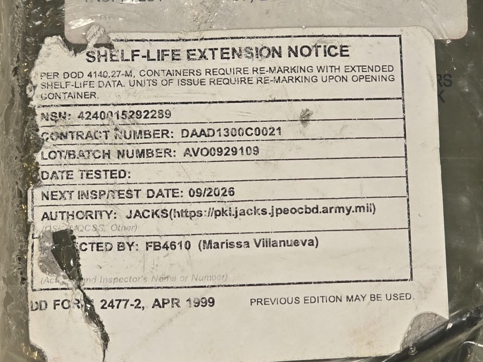 USGI Avon M41 Gas Mask Filter - Factory Sealed. 4240-01-529-2289