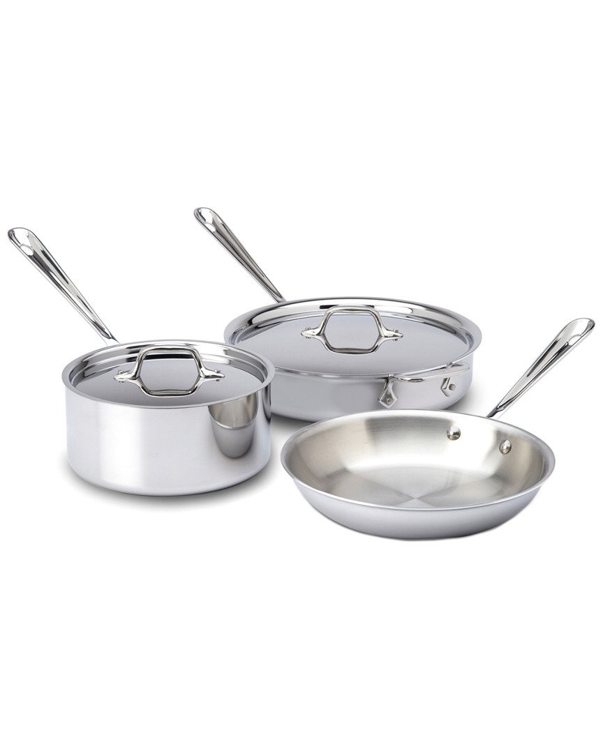 All-Clad 401599 Stainless Steel Tri-Ply Bonded Dishwasher Safe Cookware Set 5