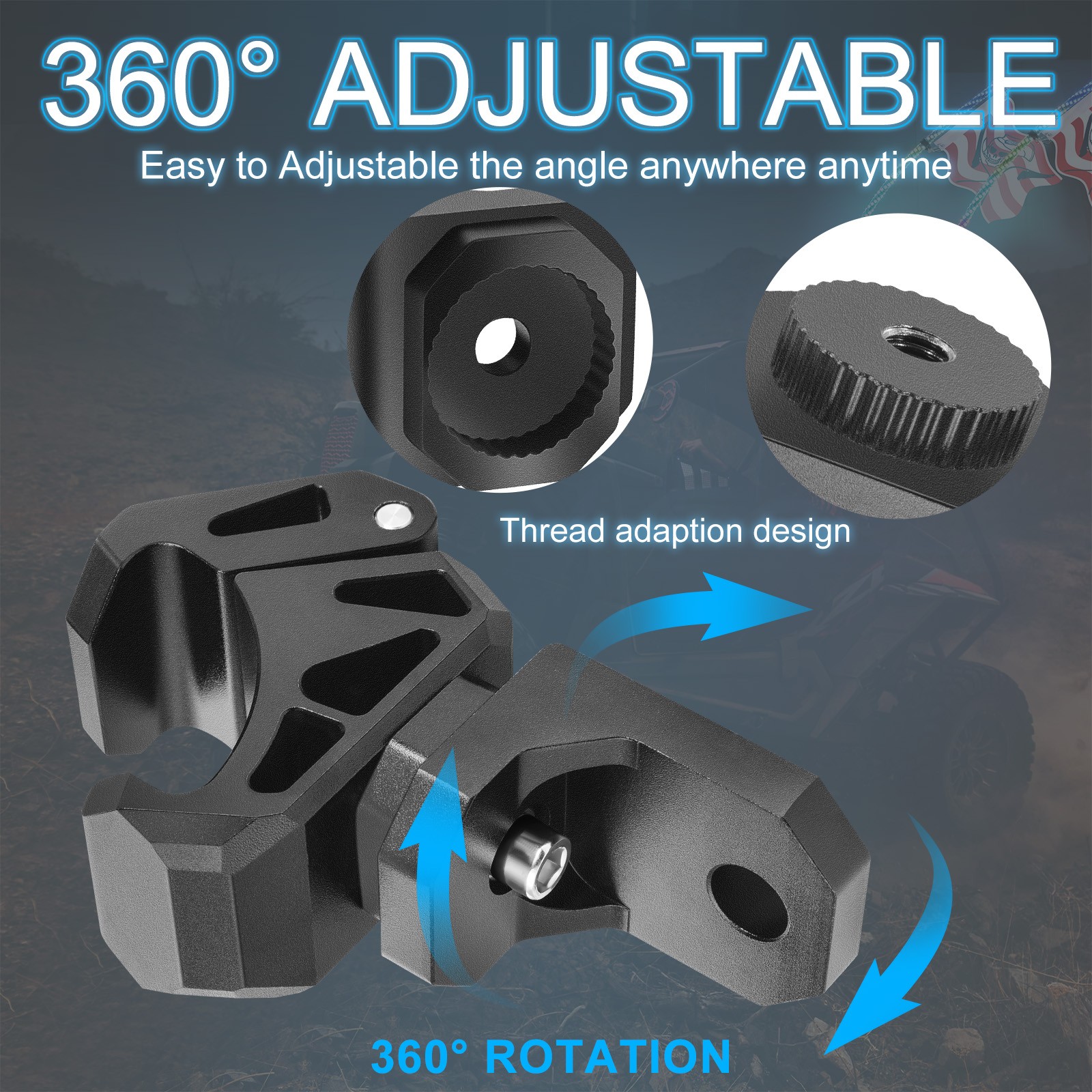 For Polaris Ranger CF-MOTO UTV LED Whip Light Mount Bracket Clamp Pro-fit Cage