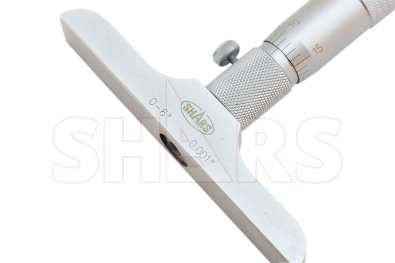 SHARS 0-6" DEPTH MICROMETER 4.0" BASE ROUND HEAD MEASURING RODS NEW P}