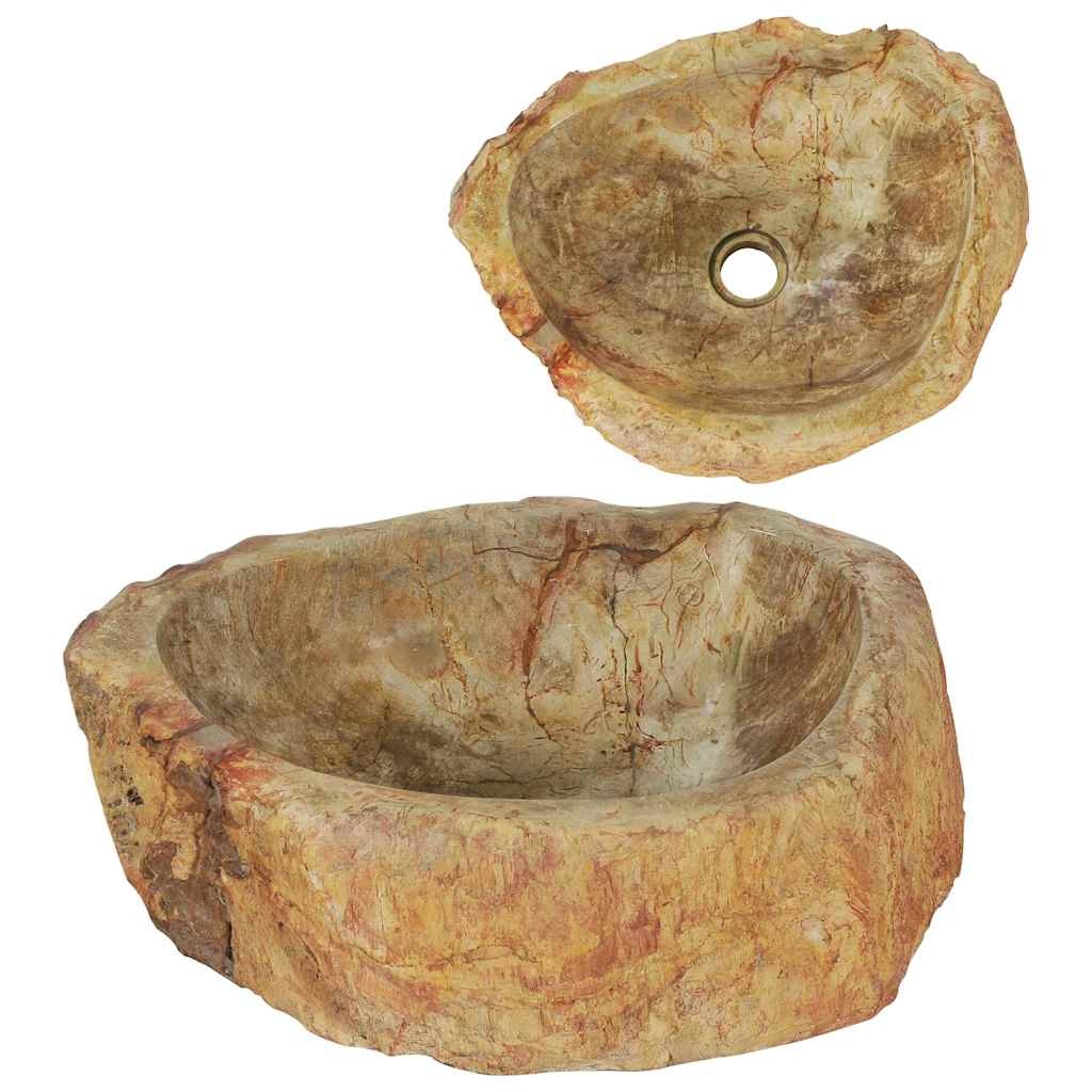 vidaXL Bathroom Basin, Vessel Sink (16.3"-17.7")x(11.8"-13.8")x4.5" Fossil Stone