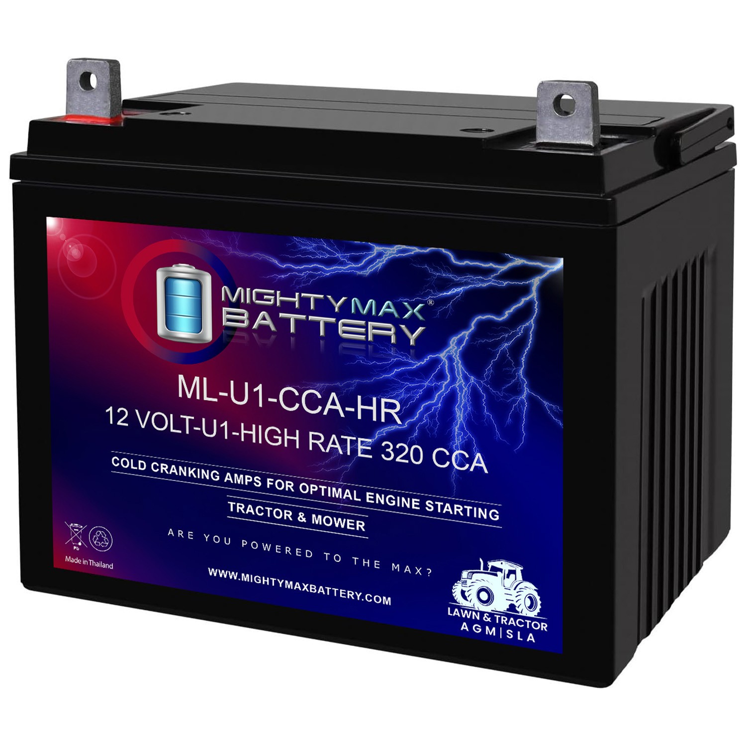 Mighty Max ML-U1-CCAHR 12V 320CCA Battery for JohnDeere 32 300CCA Lawn Mower