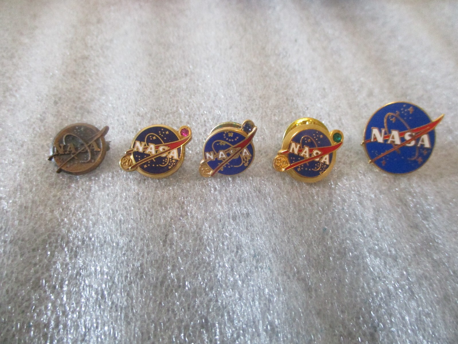 NASA MSFC 20yr-10K/25yr LORDSHIP/30yr BRANDT ANNIVERSARY PINS+BRONZE & ENAMEL (5