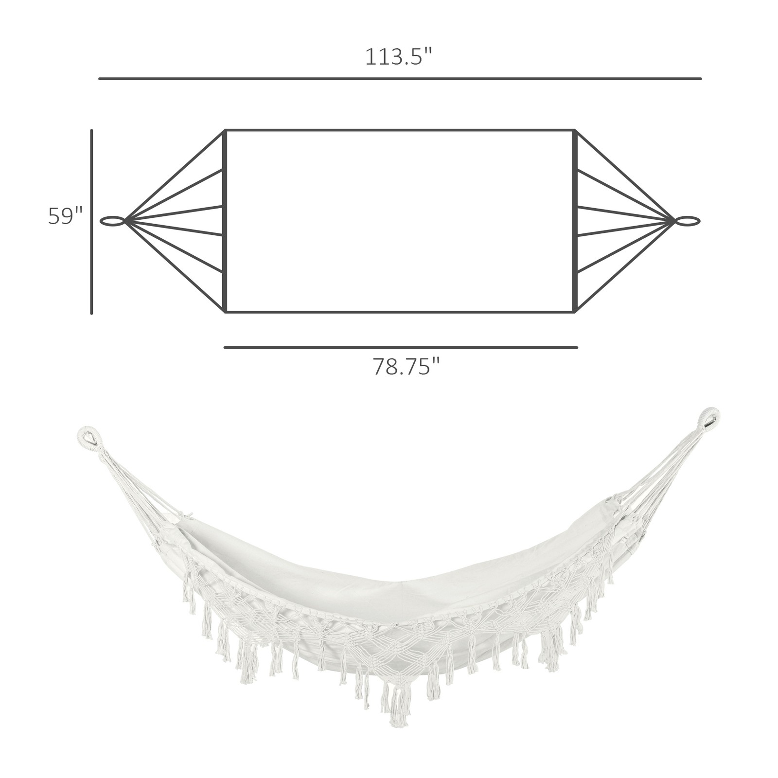 Outdoor Brazilian-Style Cotton Hammock Bed Backyard w/ Carrying Bag, 330 lbs