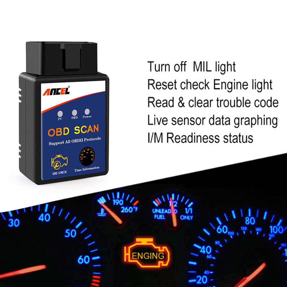 For Android Bluetooth ELM327 Scanner OBD2 Code Reader Engine Car Diagnostic Tool