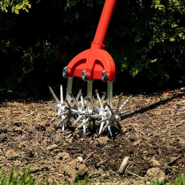 Garden Weasel Rotary Cultivator Long Handle 54 Inch Steel Hand Tiller Tool Soil