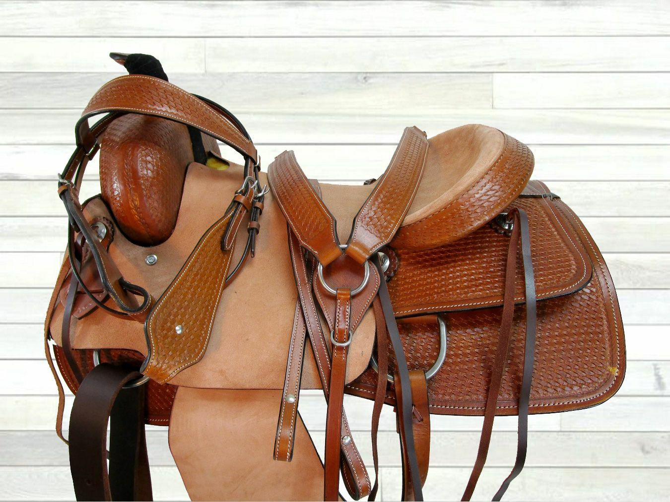 RODEO WESTERN SADDLE 16 17 HORSE RANCH ROPING ROPER TOOLED LEATHER TACK SET