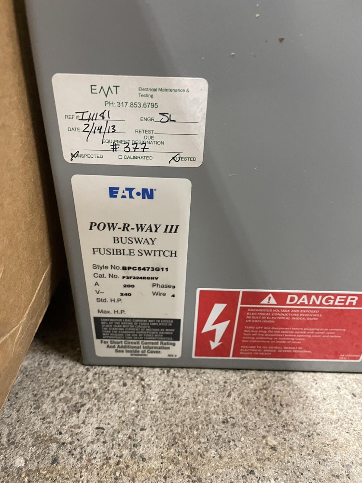 NEW Eaton Cutler Hammer P3F324RGNV 200A 240V Fusible Busway Bus Plug 200 Amp