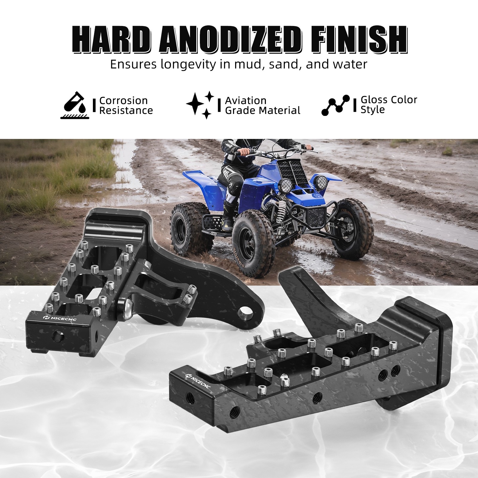 Extended Footrest Foot Pegs 13MM Aluminum For Yamaha Banshee 350 YFZ350 1987-06